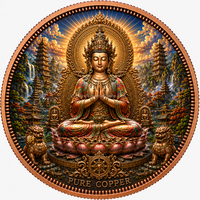 Médaille en Cuivre Pur 999, 1 oz Troy, Cuivre Pur 999 Coloré en Relief, Bodhisattva Multi-bras, Art du Lotus, Objet de Collection
