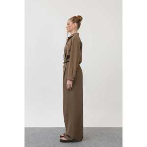 Pantalon à jambes larges pour femme, kaki, fermeture à boutons, 32175PNT - Product Image 3