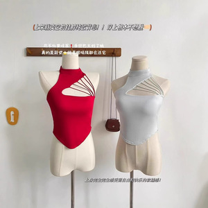 Camisola Corta Sexy con <span class=keywords><strong>Tirantes</strong></span> Huecos para Mujer, Estilo Veraniego, Sexy para Usar al Aire Libre, con Cuello Alto - Product Image 3