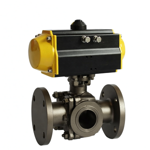 Vanne à bille sanitaire pneumatique en acier inoxydable de qualité alimentaire COVNA, réduction tarifaire, DN20, 3/4 pouce, 3 voies, port en T, tri-clamp - Product Image 3