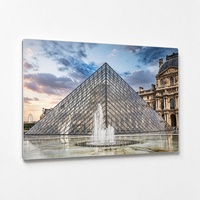 Impression sur panneau en aluminium de paysage nocturne de Paris moderne, pyramide du Louvre, art mural en métal pour le salon, décoration de la maison