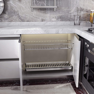 Cabinet Hardware 2 Tiers Kitchen Stainless Steel Dish Rack Kitchen Accessories Plate Shelf Rack 700 Cabinets