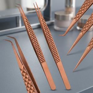 Ensemble de pinces à cils de précision en acier inoxydable, pointe incurvée, surface lisse, outils d'isolation pour cils volume, usage professionnel en salon de beauté - Product Image 2