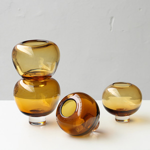 <span class=keywords><strong>Vase</strong></span> en verre brun glacé de luxe moderne Dwax, <span class=keywords><strong>vase</strong></span> de table pour mariage, décoration de salon, arrangements de salle à manger - Product Image 6