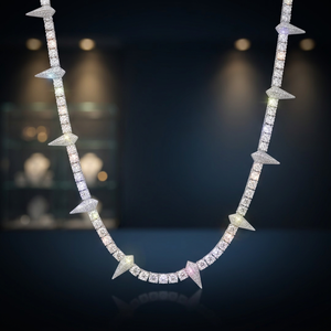 <b>Iced</b> <b>Out</b> Spike Necklace Moissanite <b>Chain</b> Arrow Design Unisex Hip Hop Link Necklace for Party Gift - Product Image 4