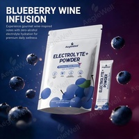 AegleWell Électrolyte + Poudre Sans Alcool Saveur Vin de Myrtille 30 Sachets Faible en Calories Végétalien Sans Gluten Poudre de Boisson Hydratante