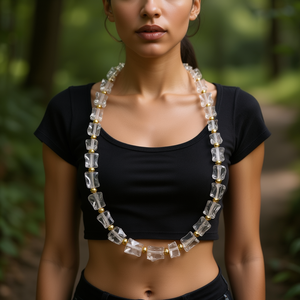 Fashion Beaded Necklace <b>Clear</b> <b>Resin</b> Gold Plated 316L Stainless Steel Sustainable Design Statement Jewelry - Product Image 3