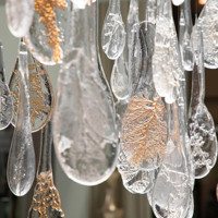 Lustre moderne de luxe en feuille de verre petite lampe à LED pour la maison hôtel restaurant escalier lustres décoratifs