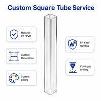 Tube carré extrudé en polycarbonate 25x25mm transparent ignifuge résistant aux intempéries pour la protection des cartes de circuits et des faisceaux de câbles