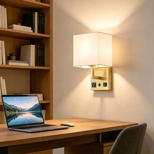 <span class=keywords><strong>Lampe</strong></span> <span class=keywords><strong>murale</strong></span> de chevet moderne en métal doré avec ports de charge USB, éclairage décoratif intérieur pour chambre à coucher - Product Image 3