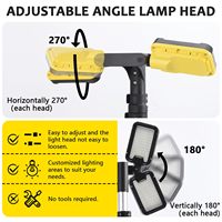 Lampu Kerja LED Isi Ulang 8000 Lumen dengan Penyangga, Lampu Kerja Nirkabel Portabel dengan 2 Lampu LED yang Dapat Disesuaikan dan Bertenaga