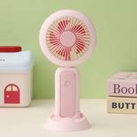 Ventilateur de poche pliable, 3 vitesses réglables, rechargeable par USB, ventilateur de bureau portable avec base, lumière LED, ventilateur de poche pour se rafraîchir