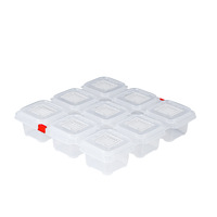 Boîte en plastique de petite taille avec compartiments pour la conservation des échantillons alimentaires des cantines scolaires et des restaurants de maternelle