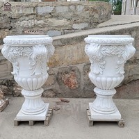 Pot de fleurs en marbre sculpté en pierre naturelle romaine TREVI, taille personnalisée, pour jardin, extérieur, décoratif