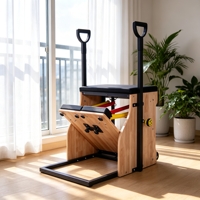 Chaise de Pilates Wunda multifonctionnelle réglable avec pédalier séparé pour exercices de stabilité, idéale pour studio de yoga, salle de sport à domicile et musculation, en bois
