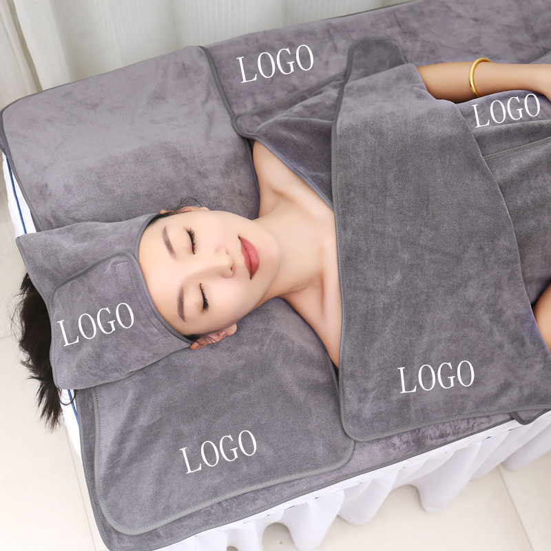 Hot Professional Custom ized Logo 4 Stück weiche Mikro faser Handtuch Set Spa Salon