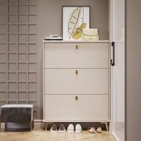 Meuble à chaussures ultra-fin en bois crème pour entrée, grande capacité, rangement mural moderne et simple pour la maison