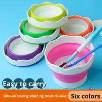Mini seau pliable en silicone pratique pour le dessin en plein air, porte-pinceaux de peinture, facile à transporter, fournitures artistiques