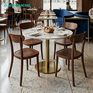 MINGMENG Contemporary Wood Restaurant <b>Table</b> <b>Set</b> with <b>4</b> Chairs <b>Round</b> Marble Top Metal Frame Modern <b>Dining</b> Furniture <b>for</b> Commercia - Product Image 1