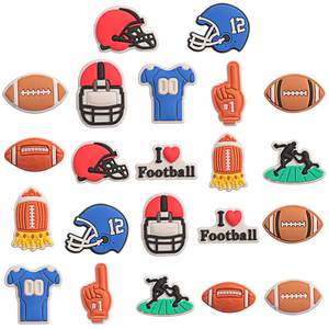 <strong>Football</strong> Hole Shoes Flower Buckle PVC Decorative Accessories with <strong>Croc</strong> <strong>Charms</strong> Made in China Unisex - Product Image 1