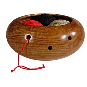 AZ ENTERPRISES Wood Yarn Bowl Round Simple Design Portable 15cm for Hand Knitting Durable <b>Craft</b> Supply - Product Image 3