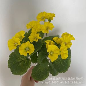Bouquet de bégonias artificiels Meiduo Flower Industry, fleurs en plastique violet foncé, jaune, rose, fleurs en soie pour la décoration intérieure et extérieure - Product Image 5