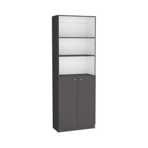 DB Home Modern 2-Door <b>Bookcase</b> Multi-Tier Office Storage Unit with Dual Doors Matt Gray/<b>White</b> - Product Image 2