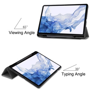 Housse de protection fine en cuir PU à trois volets pour tablette <span class=keywords><strong>Samsung</strong></span> <span class=keywords><strong>Galaxy</strong></span> <span class=keywords><strong>Tab</strong></span> S8 11 pouces avec emplacement pour stylet pour une visualisation portable - Product Image 2