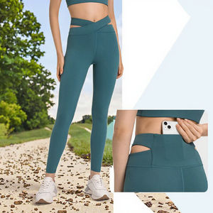 Leggings de sport sans couture taille haute pour femme, pantalon de yoga uni, extensible dans les quatre sens avec fermeture élastique à la taille - Product Image 3