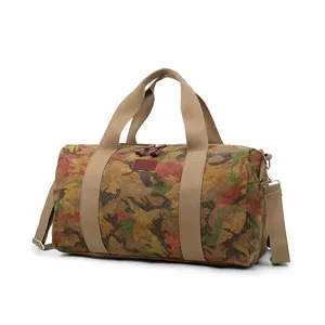 พกพากระเป๋า Canvas Weekender Overnight Tote Bag Camouflage สีเขียว Heavy Duty Duffel Bag กระเป๋าเดินทางสำหรับเดินทาง