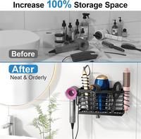Organisateur de salle de bain mural 3-en-1 réglable en hauteur pour outils capillaires, support de sèche-cheveux, à fixer au-dessus de la porte d'armoire
