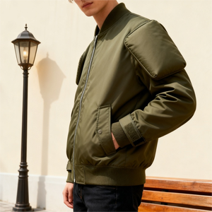 Custom Olive Green Baseball Bomber Varsity <strong>Flight</strong> <strong>Jackets</strong> <strong>Men</strong> Zip Casual Regular Fit Plain Streetwear Spring Front Logo <strong>Jacket</strong> - Product Image 3