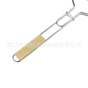 Parrilla plegable de acero inoxidable con mango de madera, 63,5x36x2,5 cm, para cocinar al aire libre, hornear, barbacoa - Product Image 5