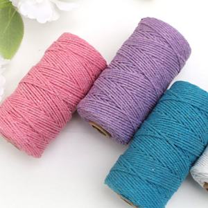 Хлопковый шнур для рукоделия, 3-прядный, крученый, натуральный, 2 мм, 100 м, в рулоне, для макраме, цветной, для упаковки подарков и цветов - Product Image 2
