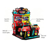 Lucky Driver Machine de jeu d'arcade de course 2 joueurs, double écran HD, simulateur de course à monnayeur en métal, garantie 1 an pour centre de jeux