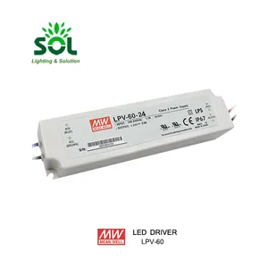 Meanwell-Controlador LED impermeable de 60W y 24V para iluminación LED de interior