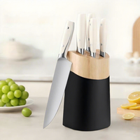 Ensemble de 6 couteaux de cuisine professionnels en acier inoxydable 40Cr14, comprenant un couteau Santoku, un couteau à découper la viande, un couteau utilitaire et un couteau à éplucher, avec manche en ABS.