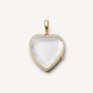 Collar con colgante de cobre bañado en oro, con forma de corazón o redondo, vacío, para fotos, con gemas de colores, regalo de moda y recuerdo. - Product Image 6