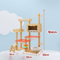 Lit d'arbre pour chat luxueux et très vendu, avec griffoir, plateforme de saut en bois et jouet interactif intégré