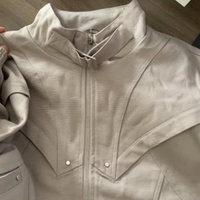 Veste de travail en toile de style vintage, marron clair, col montant, techniques de broderie, fermeture éclair sur le devant, vestes pour hommes