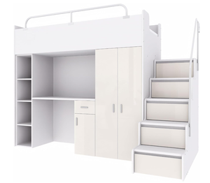एक अलमारी, डेस्क और सीढ़ी के साथ दो-स्तरीय कार्यात्मक बच्चों के बिस्तर, किशोरों के लिए उपयुक्त है। - Product Image 3