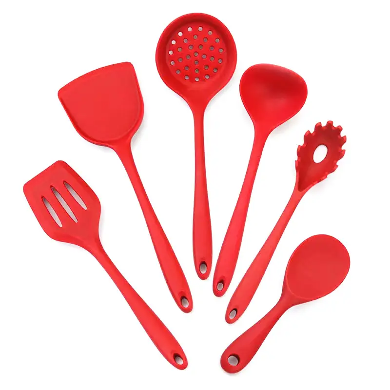 6 peças resistente ao calor Slotted Spoon Espátula Food Grade Cozinha Silicone Utensílios Cozinhar Ferramenta Conjuntos