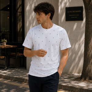 Camiseta Náutica Personalizada para Hombre, Estilo Costero, Estampado de Ancla, Camiseta Informal de Verano, Marca Privada OEM ODM, Fabricante de Ropa de Resort - Product Image 3
