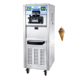 Double systems 3 flavors floor top ice cream machine with Embraco compressor stainless steel beater