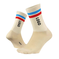 Chaussettes de course et de cyclisme mi-mollet personnalisées, avec revers rayé, maille respirante, pour hommes, idéales pour les sports de plein air