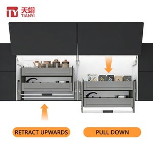 Kitchen Storage Cabinet Lift System Pull-Out <b>Shelves</b> Elevator Lifting <b>Basket</b> Hardware Organization Aluminum Alloy - Product Image 2