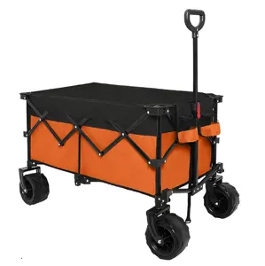 Low Price Golf Cart Car Beach Wagon Folding Cart Foldable Go Shopping Cart with Big Wheels