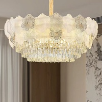 Lustre en verre et cristal suspendu, style nordique et campagnard français, pour villa et chambre d'hôtes