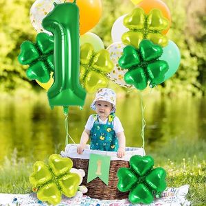 Ballon Chiffre 1 Anniversaire Trèfle à Quatre Feuilles 40 Pouces Vert en Aluminium Décoration de Fête Thème Fête de la Saint-Patrick Chiffres Interchangeables de 0 à 9 - Product Image 6