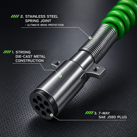 Câble électrique spiralé ABS durable HJYAJZT à 7 broches, connecteur de remorque 15FT, tube d'air pour systèmes de freinage de camions et remorques